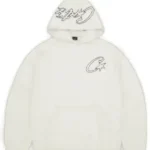 Corteiz Satin C Star Applique Hoodie Off White
